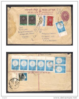 NEPAL Postal History R 4 Stationery Cover On International Youth Year, Mountains, Registered Letter Used 1986 - Népal