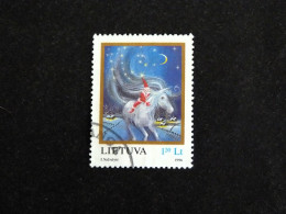 LITUANIE LIETUVA YT 548 OBLITERE - NOEL CHRISTMAS LUTIN CHEVAL HORSE PFERD - Litouwen