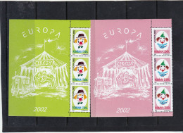 Romania 2002 Europa, Circus 2 M/ss,HALF, Mint NH, History - Performance Art - Europa (cept) - Circus - Unused Stamps