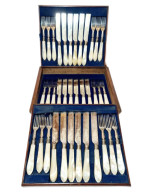 Antique Silver Plated Set For 18 People Mother Of Pearl Handle. - Altri & Non Classificati