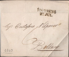 A93 - LETTERA PREFILATELICA DA ROVERETO A BOLZANO 1840 - 1. ...-1850 Prephilately