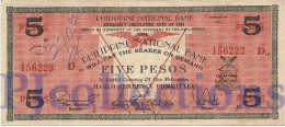 PHILIPPINES 5 PESOS 1941 PICK S307 AU W/GRAFFITI EMERGENCY BANKNOTE - Philippinen