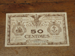 BILLET 0,50 CTS Chambre De Commerce Des COTES Du NORD -VILLE DE SAINT BRIEUC 10,5 X 6,5 - Camera Di Commercio