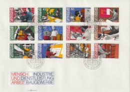 Liechtenstein, 1984, FDC Mit Mi.Nr. 849-860, Kompletter Satz "Mensch Und Arbeit" - Autres & Non Classés