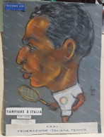 Drawing Plate Tennis Rome Italy Italia ANTONIO BOZZO (Sassari Sardegna ?) Campione D'Italia Parioli 1940 - Altri & Non Classificati