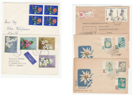 FLOWERS  1950s-1970s  5 X  Poland Multi Stamps COVERS Fdcs Stamps Flower Cover Fdc - Other & Unclassified