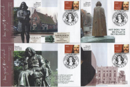 Nederland Netherlands 2007 FDC X4 Port Betaald, Baruch Spinoza, Philosopher, Michiel Adriaensz De Ruyter, Amsterdam - FDC