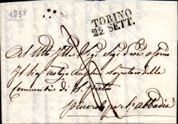 A98 - LETTERA DA TORINO AD ABBADIA 1838 - 1. ...-1850 Prephilately