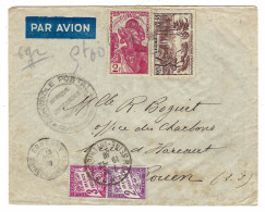 1939 - Lettre PAR AVION De Conakry Affr. à 3,50 Frs TAXEE à 5 Frs à Rouen - Storia Postale