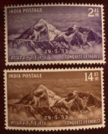 India INDE 1953 - Yt 44/45 - Montagne Evereste  ** - Gebruikt