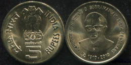 India. 5 Rupees. 2010 (Coin KM#377. Unc) C. Subramaniam Birth Centenary - Inde