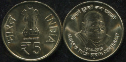 India. 5 Rupees. 2013 (Coin KM#431. Unc) Acharya Tulsi Birth Centenary - India