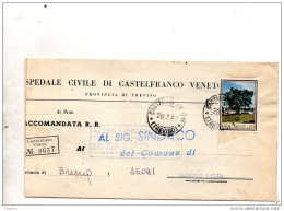 1967  LETTERA RACCOMANDATA CON ANNULLO CASTELFRANCO VENETO TREVISO - 1961-70: Marcofilie
