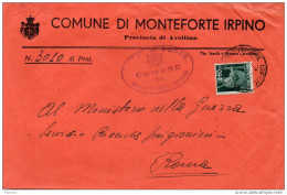 1946  LETTERA INTESTATA  CON ANNULLO MONTEFORTE IRPINO AVELLINO - 1946-60: Storia Postale