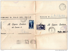 1954  LETTERA  CON ANNULLO PALO DEL COLLE BARI + PALERMO - 1946-60: Storia Postale