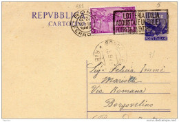 1948 CARTOLINA CON ANNULLO ROMA + TARGHETTA - Stamped Stationery