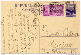 1948 CARTOLINA CON ANNULLO ROMA + TARGHETTA - Entero Postal