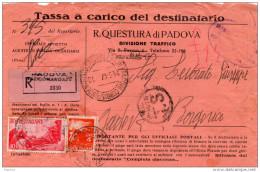 1947  LETTERA  RACCOMANDATA    CON ANNULLO PADOVA - 1946-60: Storia Postale