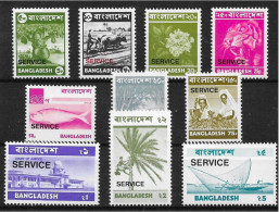 BANGLADESH 1976 Official Postage Issue ''2nd Definitive Series, Overprinted SERVICE'', Fish,Boat,Tiger,Tea,Cow,MNH (**) - Bangladesch