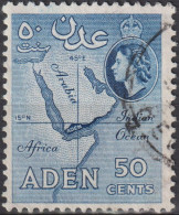 1953 Aden (1854-1963) ° Mi:AD 54, Sn:AD 53, Yt:AD 54A, Map, Queen Elizabeth II Pictorials 1953-1963 - Aden (1854-1963)