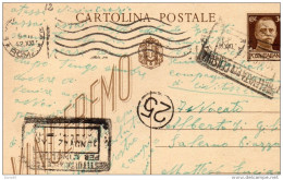 1942 CARTOLINA CON ANNULLO PRELEVATA PER CENSURA - Stamped Stationery