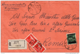 1945  LETTERA RACCOMANDATA  CON ANNULLO LECCE  2 - Storia Postale