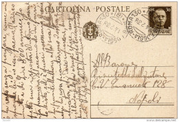 1938  CARTOLINA CON ANNULLO AMBULANTE FOGGIA - ROMA - Entiers Postaux