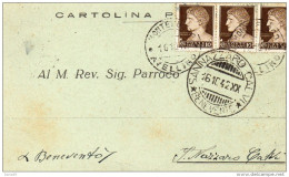 1942  CARTOLINA CON ANNULLO SAN NAZZARO CALVI BENEVENTO - Storia Postale
