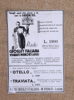 Radio Crosley Italiana M. Vignati Laveno Pubblicità Del 1933 - Sonstige & Ohne Zuordnung