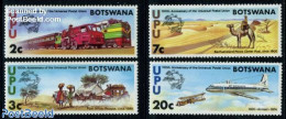 Botswana 1974 UPU Centenary 4v, Mint NH, Nature - Transport - Animals (others & Mixed) - U.P.U. - Coaches - Aircraft &.. - U.P.U.