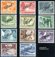 Switzerland 1950 On Service 11v, Mint NH, Nature - Transport - Water, Dams & Falls - Cableways - Railways - Ships And .. - Andere & Zonder Classificatie