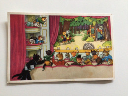 Carte Postale Ancienne Les Chats Au Théâtre - Animaux Habillés