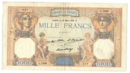 FRANCE FAY.37.06  1000 FRANCS  12.3.1931   FINE - 1 000 F 1927-1940 ''Cérès E Mercure''