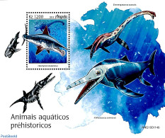 Angola 2019 Prehistoric Water Animals S/s, Mint NH, Nature - Prehistoric Animals - Prehistóricos