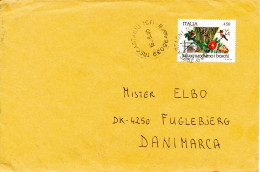 Italy Cover Sent To Denmark Trecastagni 22-4-1988 Single Franked - 1981-90: Storia Postale