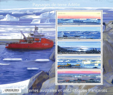 French Antarctic Territory 2023 Landscapes Of Adelie Land 5v M/s, Mint NH, Transport - Ships And Boats - Unused Stamps