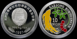 Korea 10 Won. 1997 (Silver. Coin KM#99. Proof) Ginseng. Keasong Koryo Insam - Corea Del Nord