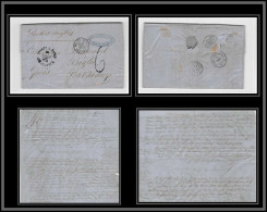 36880 Maritime Paquebot Steamer Guadeloupe Pour Bordeaux France 1863 Marque Postale D'entrée Lettre Cover - Covers & Documents