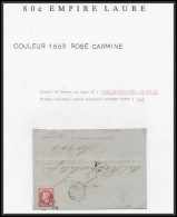 36544 Lettre Cover Rothschild 1869 N°32 Napoléon 80c Rose Lyon Pour Paris GC 2145 - 1863-1870 Napoléon III Lauré