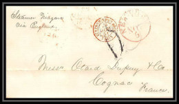 36213 1851 Steamer Niagara Paid New York Usa Cognac Charente Marque Postale Maritime Cover Schiffspost Lettre LAC - Marques D'entrées