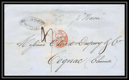 36152 1847 New York Usa Par Le Havre Cognac Charente Marque Postale Maritime Cover Schiffspost - Marques D'entrées