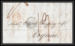 36048 1848 Scotland GLASGOW Port Payé Cognac Charente Marque Postale Maritime Cover Schiffspost Lettre LAC DISCOUNT - Entry Postmarks