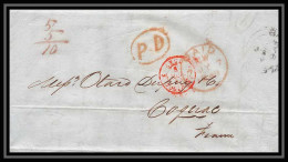 36046 1848 Barnstaple England Port Payé PAID Cognac Charente Marque Postale Maritime Cover Schiffspost Lettre LAC - Marques D'entrées