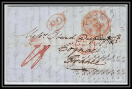 36043 1851 Hull England Port Payé PAID Cognac Charente Marque Postale Maritime Cover Schiffspost Lettre LAC - Entry Postmarks