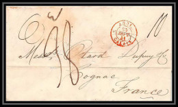 36039 1841 Scotland GLASGOW  Cognac Charente Marque Postale Maritime Cover Schiffspost Lettre LAC - Entry Postmarks