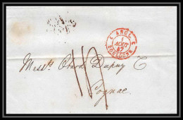 36035 1847 Londres London England Cognac Charente Marque Postale Maritime Cover Schiffspost Lettre LAC Discount - Entry Postmarks