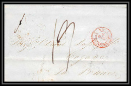 36026 1844 CLOUCHESTER England Cognac Charente Marque Postale Maritime Cover Schiffspost Lettre LAC DISCOUNT - Entry Postmarks