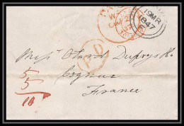 36017 1847 Bath Cognac Charente Marque Postale Maritime Cover Schiffspost Lettre LAC - Marques D'entrées