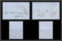 36018 1851 York England Cognac Charente Marque Postale Maritime Cover Schiffspost Lettre LAC Discount - Marques D'entrées