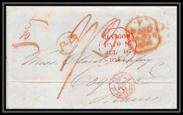36016 1844 Scotland GLASGOW Cognac Charente Marque Postale Maritime Cover Schiffspost Lettre LAC - Entry Postmarks
